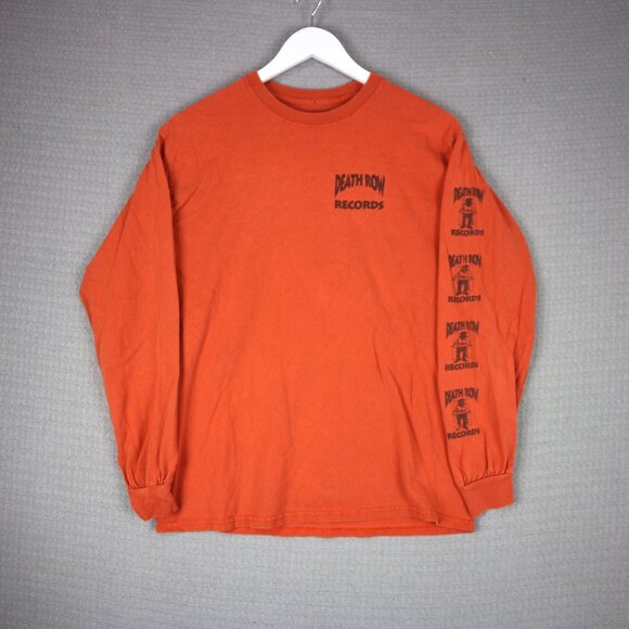 Death Row Records 91 Logo Rap Longsleeve Orange Mens Medium Streetwear - Picture 1 of 6